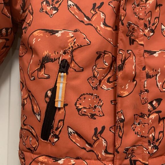 Cat & Jack Toddler Zip Up Winter 3-In-1 Windbreaker Jacket Orange Animals 2T - Picture 3 of 14